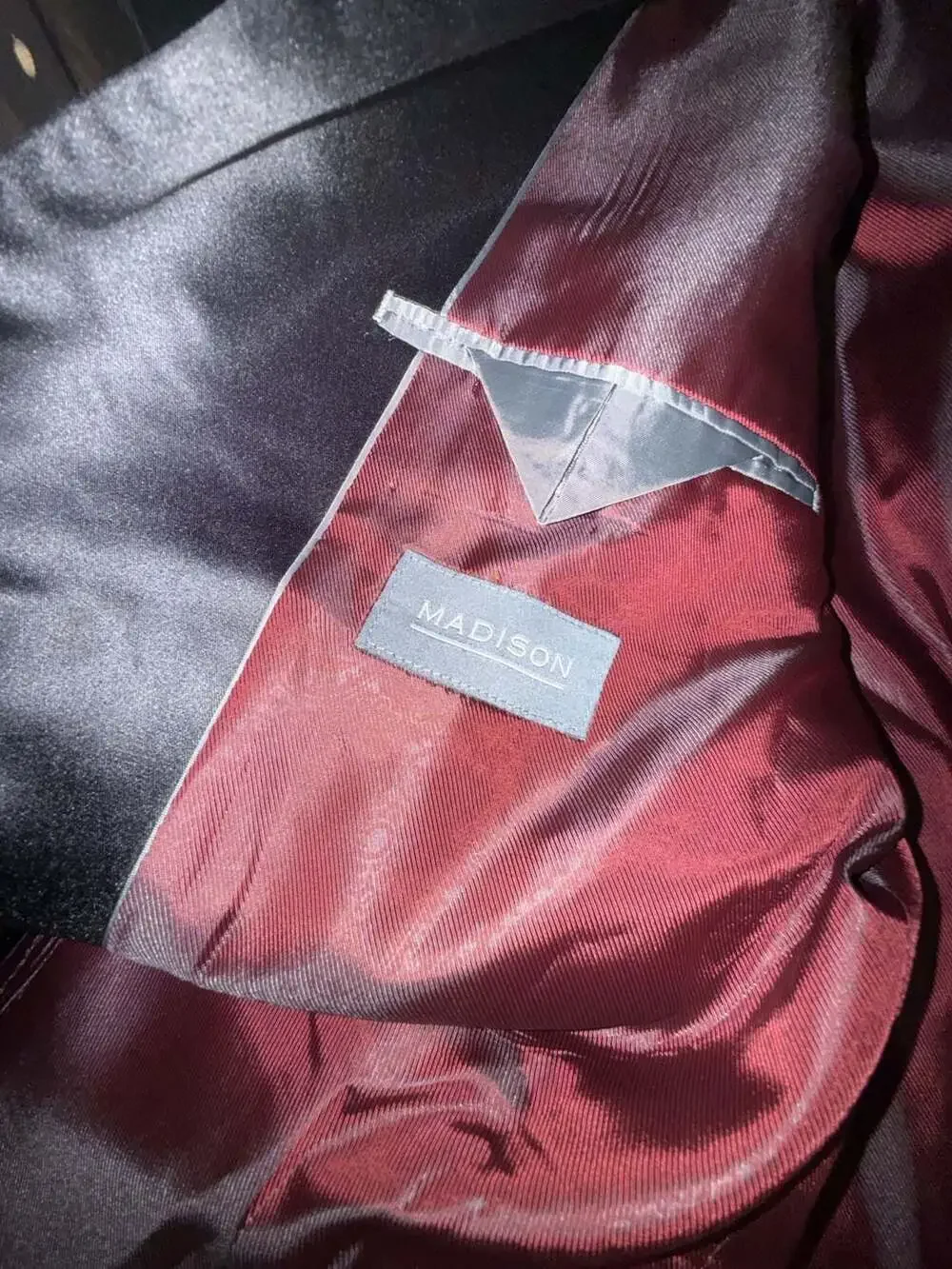 Madison Black Suit Jacket with Red Lining